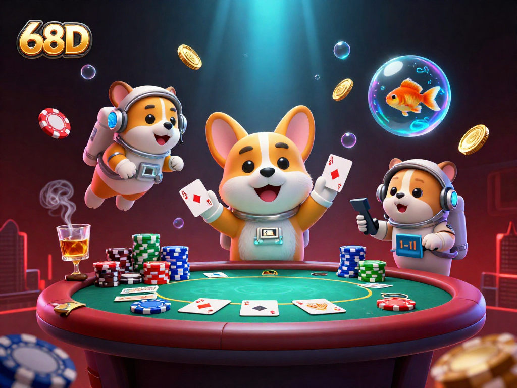 Aposte como o 68D em um cassino espaço intergaláctico com um corgi astronauta e muitas fichas de poker