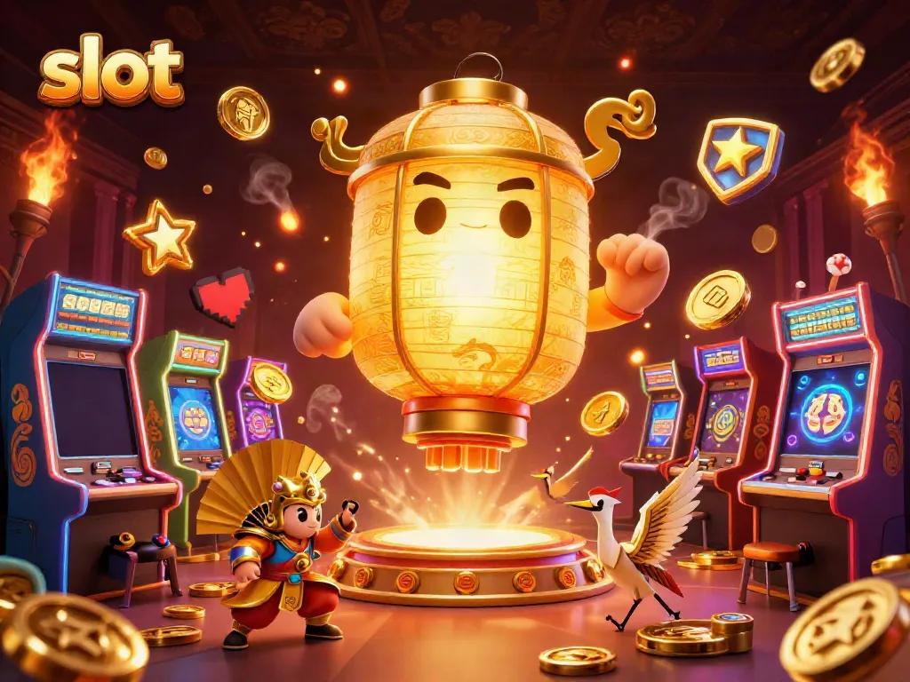 Spin and win slots with vibrant characters and gold accents in this lively casino scene.